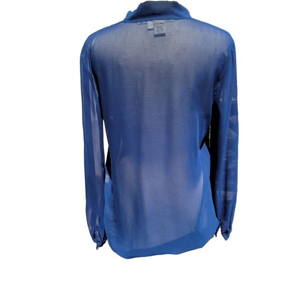 Max Studio Womans Navy V Neck Three Quarter Sleeve Tunic Blouse Pullover Medium - Picture 2 of 8